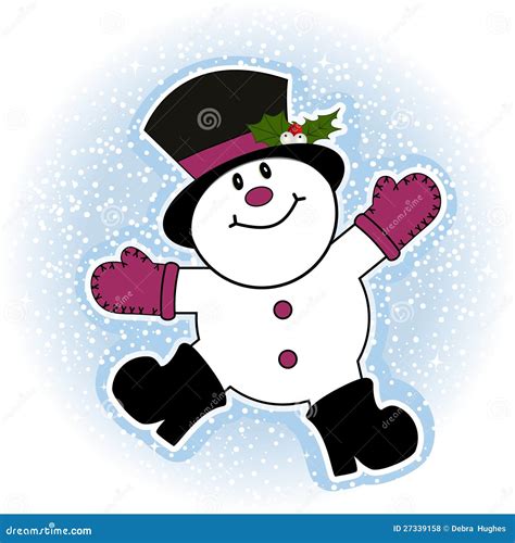Vector Snowman Dancing On Snowfall Background Vector Illustration