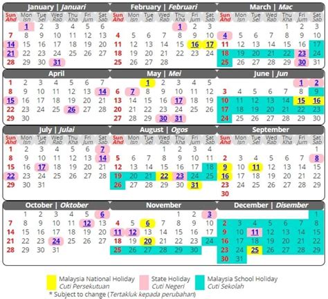 Impressive Malaysian School Holiday Calendar Template 2020 School