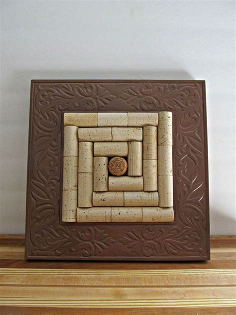 Wine Cork Trivet Copper Wood Frame Upcycled By Lizziejoedesigns Wine