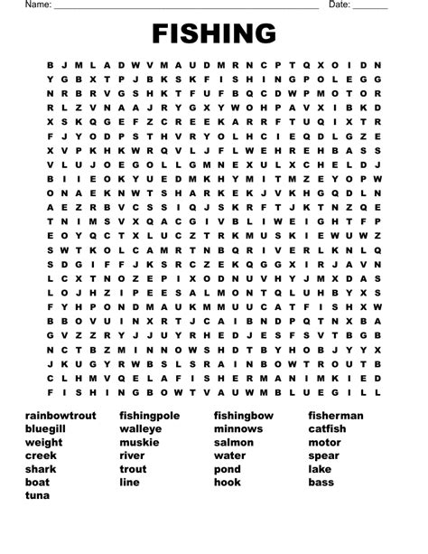 Fishing Word Search Wordmint