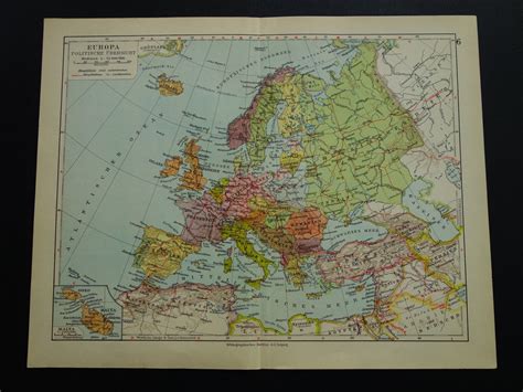 Europe Old Map Of Europe 1931 Original Vintage Political Print Etsy