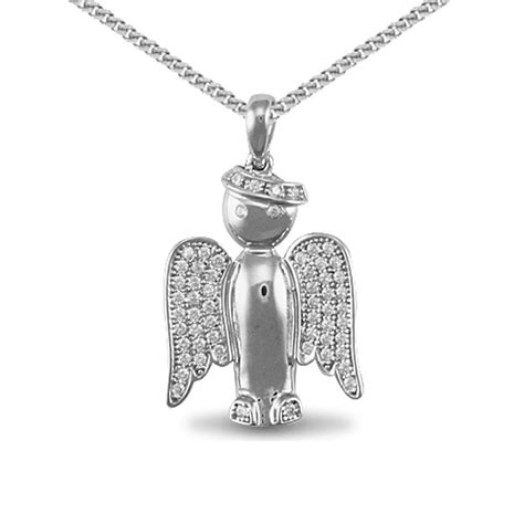 925 Silver Cubic Zirconia Winged Angel Pendant Silver Collection From