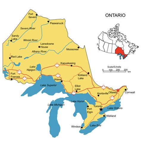Ontario Canada Province Powerpoint Map Highways Waterways Cities