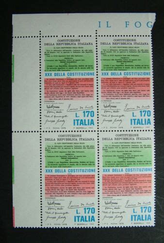1978 Italia Xxx Della Costituzione Quartina Mnh Ebay