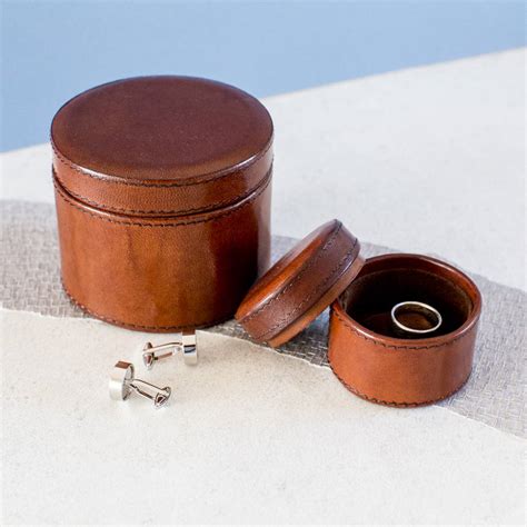 Personalised Round Leather Cufflink Box By Ginger Rose