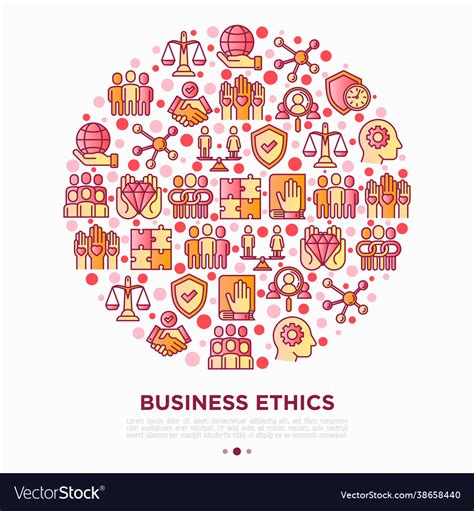 Business Ethics Concept In Circle With Thin Line Vector Image