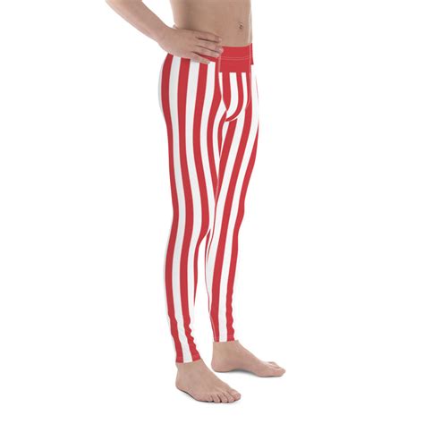 Red And White Vertical Striped Mens Leggings Poland For Sale