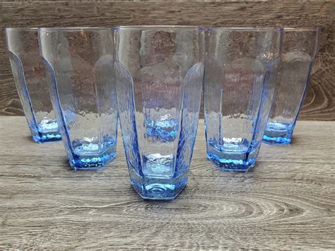 Set Of 6 Vintage Libbey Chivalry Blue Cooler Glasses Misty Etsy Blue Glassware Cool Glasses