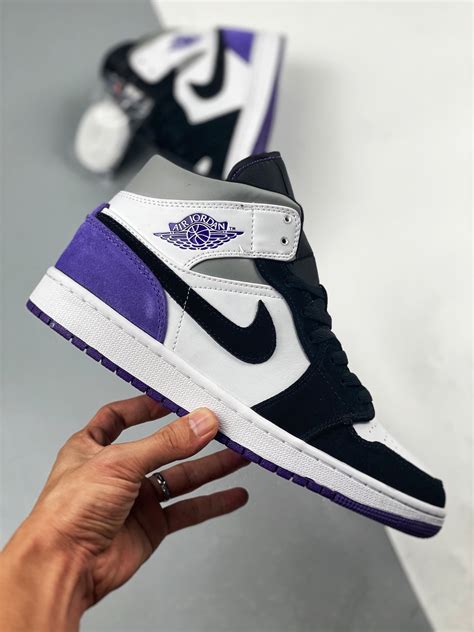 Air Jordan 1 Mid Purple Black For Sale Sneaker Hello