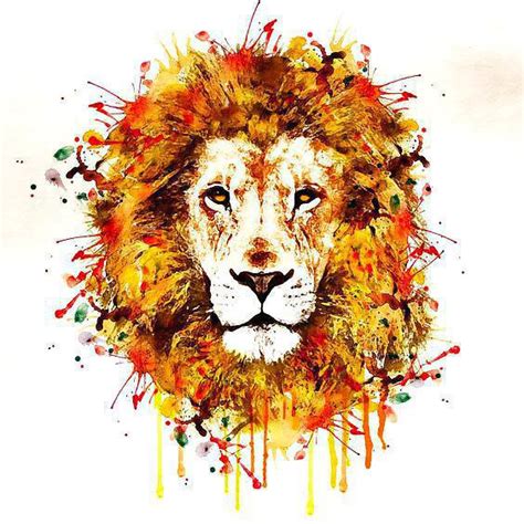 Beautiful Watercolor Lion Tattoo Design