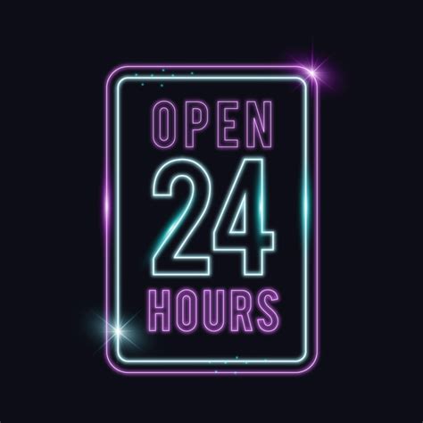 Free Vector Neon Open 24 Hours Sign