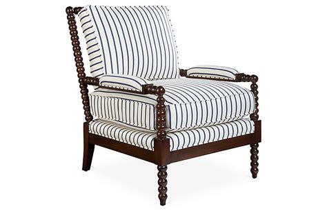 Mckenna Blue Striped Accent Chair Ebonydadson