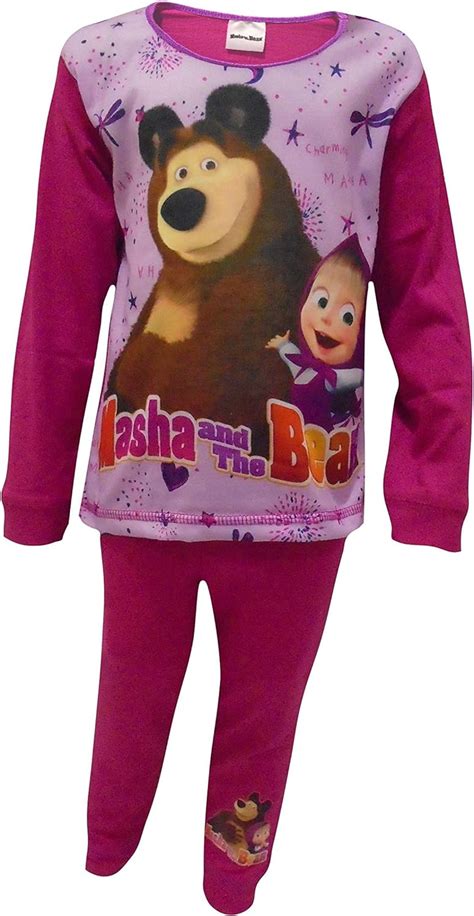 Masha And The Bear Character Girls Masha And The Bear Pyjamas Pjs Ages 4 5 Years Pink