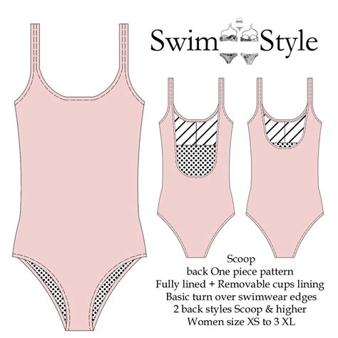 One Piece Scoop Back Sewing Pattern Swimsuit Pattern One Piece Sewing Swimwear
