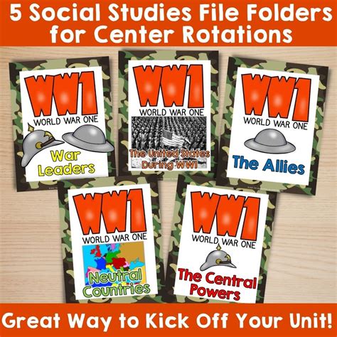 Social Studies File Folder Centers Allied And Central Powers Of World