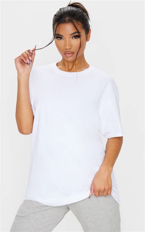White Oversized Boyfriend T Shirt Tops Prettylittlething Ca
