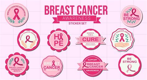 Premium Vector Breast Cancer Awareness Sticker Set