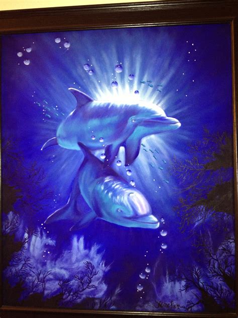 Two Blue Dolphins Oil On Canvas My Lassen Study Christine Wacker