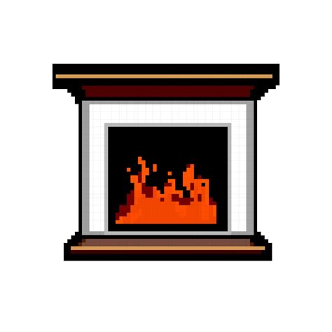 Burning Fireplace Game Pixel Art Vector Illustration 23875320 Vector