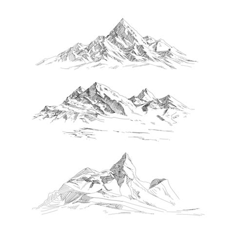 Premium Vector Mountain Ranges In Engraving Style Panorama Vector