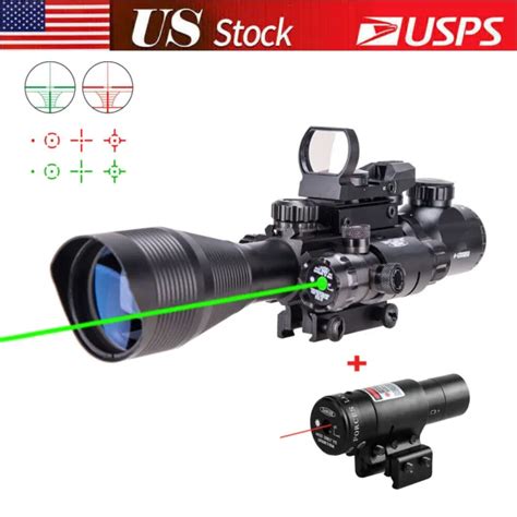 Tactical 4 12x50 Eg Red Green Rifle Scope Holographic W Red Dot Laser