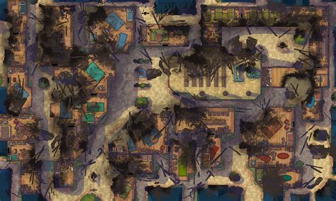 Dnd Burning City Battle Map