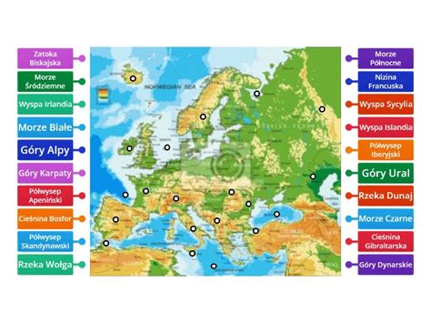 Mapa Europy Fizyczna Zaliczenie Rysunek Z Opisami