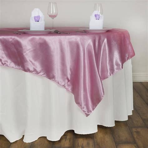 Pink Square Overlay Lily Embossed Satin Table Overlays In Table Overlays