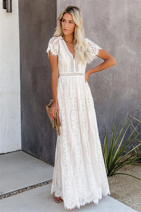 Dlouhé letní šaty krajkové bílé vel.S | Katyshop