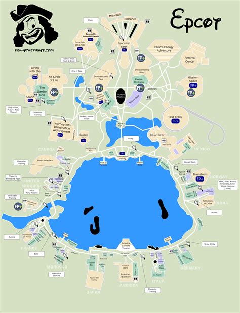 Kennythepirates Epcot Map Including Fastpass Plus Locations Rides