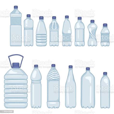 Ilustración De Vector Conjunto De Botellas De Plástico De Dibujos