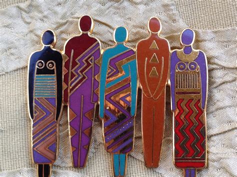 Laurel Burch Brooch Pin Tribe People Human Quintet Cloisonné Etsy