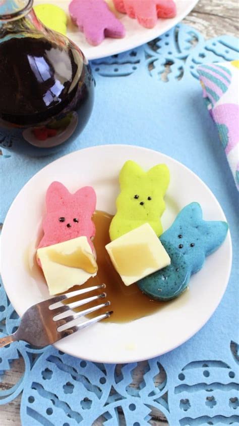 colorful mini peeps easter pancake recipe mom spark mom blogger