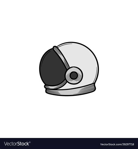 Astronaut Helmet Hand Drawn Icon Isolated Vector Image