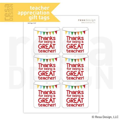 Thank You Teacher Gift Tags Free Printable
