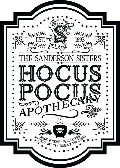 Hocus Pocus Apothecary Svg • Sanderson Sisters Sublimation Svg Files Hocus Pocus 2 Hocus Pocus