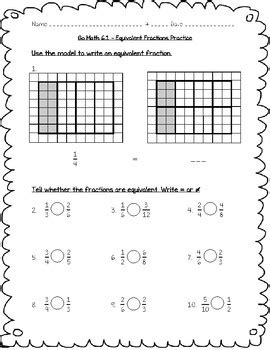 Grab our 4th grade math worksheets to practice multiplication, division, equivalent fractions, angles, interpreting line plots and more. Go Math Practice - 4th Grade - 6.1 - Equivalent Fractions Worksheet Freebie!