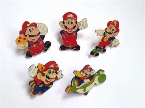 5 Mario Pins 1993 Nintendo Nes Set Of By Warpzonecollectibles
