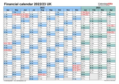 Financial Calendars 202223 Uk In Microsoft Word Format