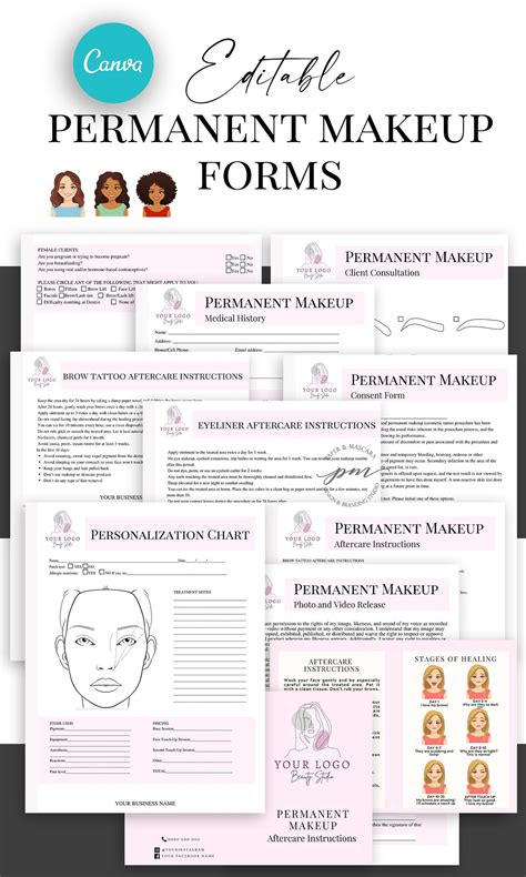 Editable Permanent Makeup Consent And Client Consultation Form Etsy