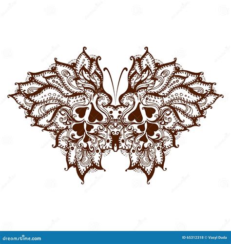 Elements Painted Butterfly With Henna Stock Vector Illustration Of