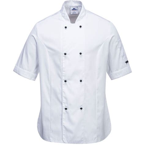 Portwest C737 Rachel Ladies Short Sleeve Chefs Jacket Available In Black Or White From Lawson His