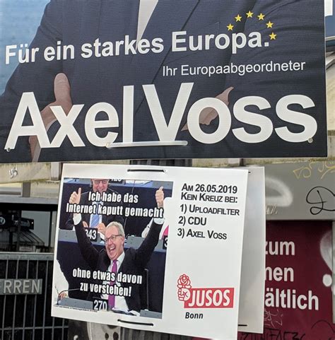 Ein paar wochen vor anstehenden wahlen. Wahlplakate Europawahl 2019: Die Jusos Bonn und Axel Voss ...