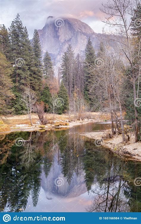 Half Dome Reflected Through The Merced River As Seen From Sentinel