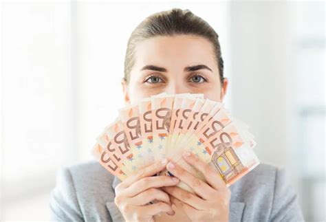 Woman Hiding Her Face Behind Euro Money Fan Stock Image Everypixel