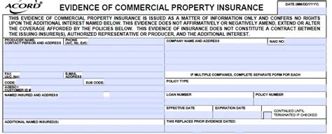Simply Easier Acord Forms Acord 28 Evidence Of Commercial Property