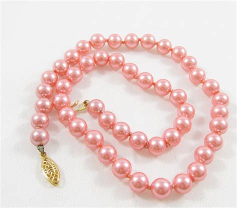 G Silver Pearl Necklace Pink Pearl Necklace Pink Bead