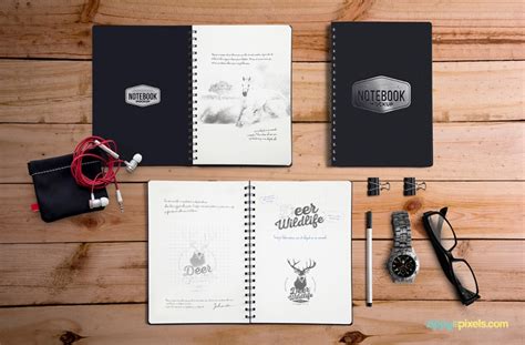 notebook mockup psd template age themes