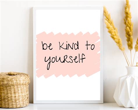 Be Kind To Yourself Print Be Kind Poster Pink Wall Art Etsy