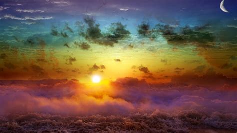 Sunset Between Heaven Earth Wallpaper Nature And Landscape
